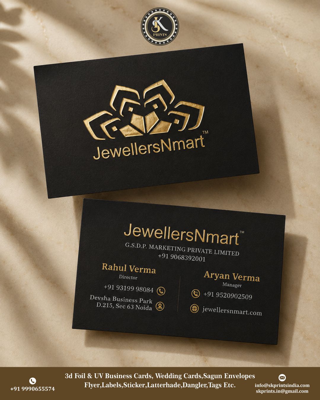 Raised Foil Business Cards | Spot UV Visiting Cards (500 Cards)